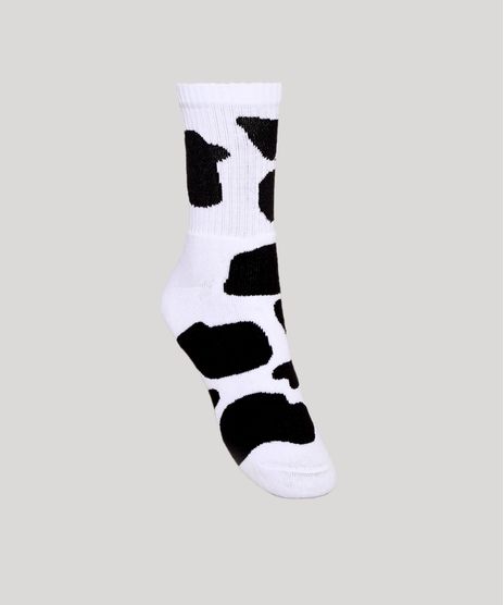Meia-Feminina-Cano-Alto-Estampada-Animal-Print-Vaca-Branca-9977762-Branco_1