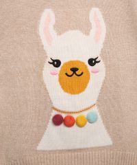 Sueter-de-Trico-Infantil-Lhama-com-Bordado-e-Pompom-Bege-9794874-Bege_2