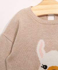Sueter-de-Trico-Infantil-Lhama-com-Bordado-e-Pompom-Bege-9794874-Bege_4