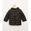 Jaqueta-Puffer-de-Nylon-Infantil-Estampada-de-Estrelas-Metalizadas-com-Capuz-Preta-9966641-Preto_1
