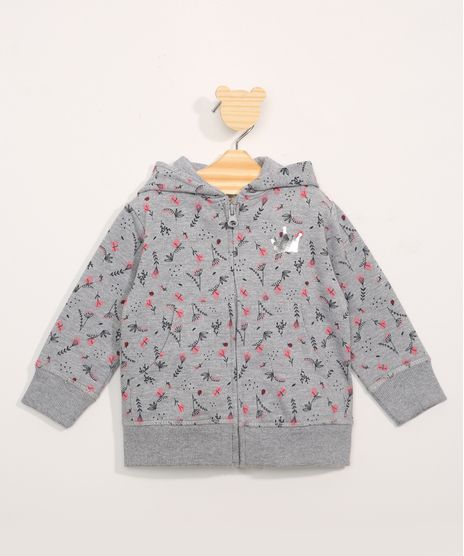 Blusa-de-Moletom-Infantil-Estampada-Floral-com-Capuz-e-Bolsos-Cinza-Mescla-9794879-Cinza_Mescla_1