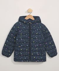Jaqueta-Puffer-de-Nylon-Infantil-Estampada-de-Coracoes-com-Capuz-e-Bolsos-Azul-Marinho-9966806-Azul_Marinho_1