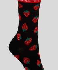 Meia-Feminina-Cano-Alto-Estampada-de-Morangos-Preta-9976571-Preto_3