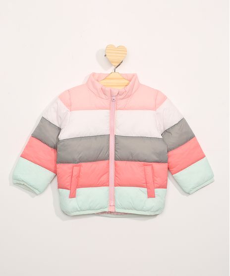 Jaqueta-Puffer-de-Nylon-Infantil-Listrada-com-Bolsos-Multicor-9966270-Multicor_1