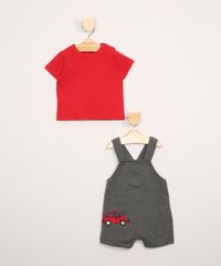 Conjunto-Infantil-de-Camiseta-Manga-Curta-Vermelha---Jardineira-de-Moletom-Carrinho-com-Bolsos-Cinza-Mescla-9967602-Cinza_Mescla_3