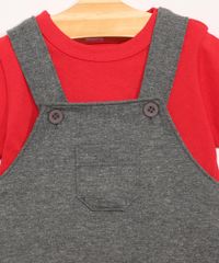 Conjunto-Infantil-de-Camiseta-Manga-Curta-Vermelha---Jardineira-de-Moletom-Carrinho-com-Bolsos-Cinza-Mescla-9967602-Cinza_Mescla_4