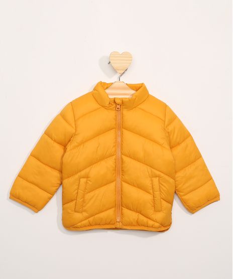 Jaqueta-Puffer-de-Nylon-Infantil-com-Bolsos-Mostarda-9966268-Mostarda_1