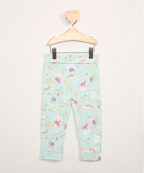 Calca-Infantil-Basica-Canelada-Estampada-de-Unicornios-com-Renda-Verde-Claro-9966258-Verde_Claro_1