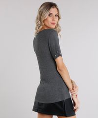 Blusa-Feminina--Dreams--com-Perolas-Manga-Curta-Decote-Redondo-Cinza-Mescla-Escuro-9130223-Cinza_Mescla_Escuro_2