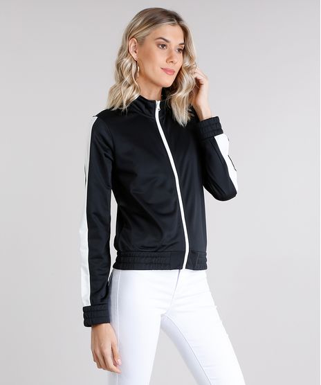 Jaqueta-Feminina-Esportiva--Better-Together--com-Listras-Contrastantes--Preta-8894301-Preto_1