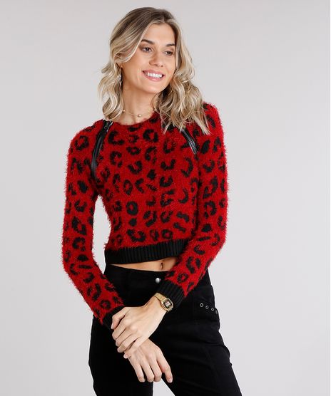 Sueter-Feminino-Cropped-Animal-Print-Felpudo-com-Ziper-Manga-Longa-Vermelho-8892830-Vermelho_1