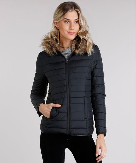 Jaqueta-Feminina-Puffer-com-Pelo-Removivel-no-Capuz-Manga-Longa-Preto-8861166-Preto_1