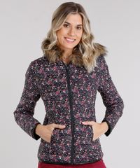 Jaqueta-Feminina-Puffer-com-Pelo-Removivel-no-Capuz-Estampada-Floral-Manga-Longa-Preto-8861152-Preto_1