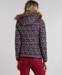 Jaqueta-Feminina-Puffer-com-Pelo-Removivel-no-Capuz-Estampada-Floral-Manga-Longa-Preto-8861152-Preto_2