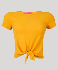 Blusa-Feminina-Cropped-com-No-Canelada-Decote-Redondo-Manga-Curta-Amarelo-Escuro-9035915-Amarelo_Escuro_5