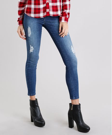 Calca-Jeans-Feminina-Cigarrete-Sawary-Destroyed-com-Ziper-Azul-Escuro-9162712-Azul_Escuro_1