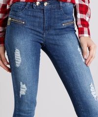 Calca-Jeans-Feminina-Cigarrete-Sawary-Destroyed-com-Ziper-Azul-Escuro-9162712-Azul_Escuro_4