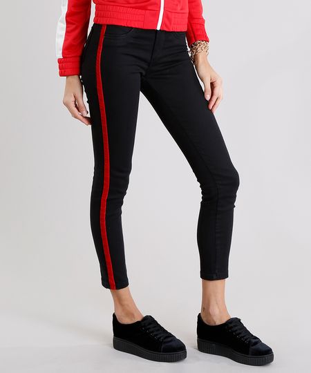Calca-Feminina-Super-Skinny-Sawary-Push-Up-com-Listras-em-Veludo-Preta-9135616-Preto_1