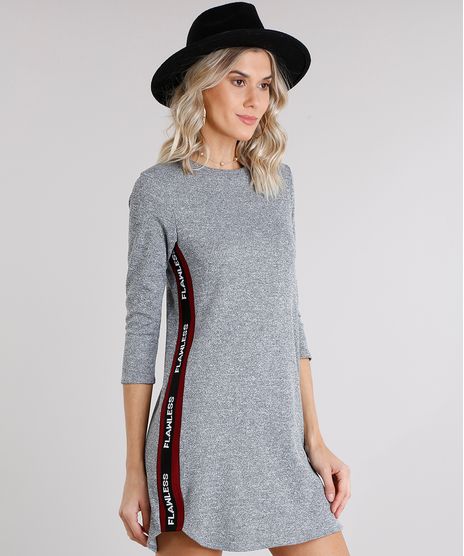 Vestido-Feminino-em-Moletom-Recorte--Flawless--Manga-Longa-Curto-Cinza-Mescla-9148757-Cinza_Mescla_1