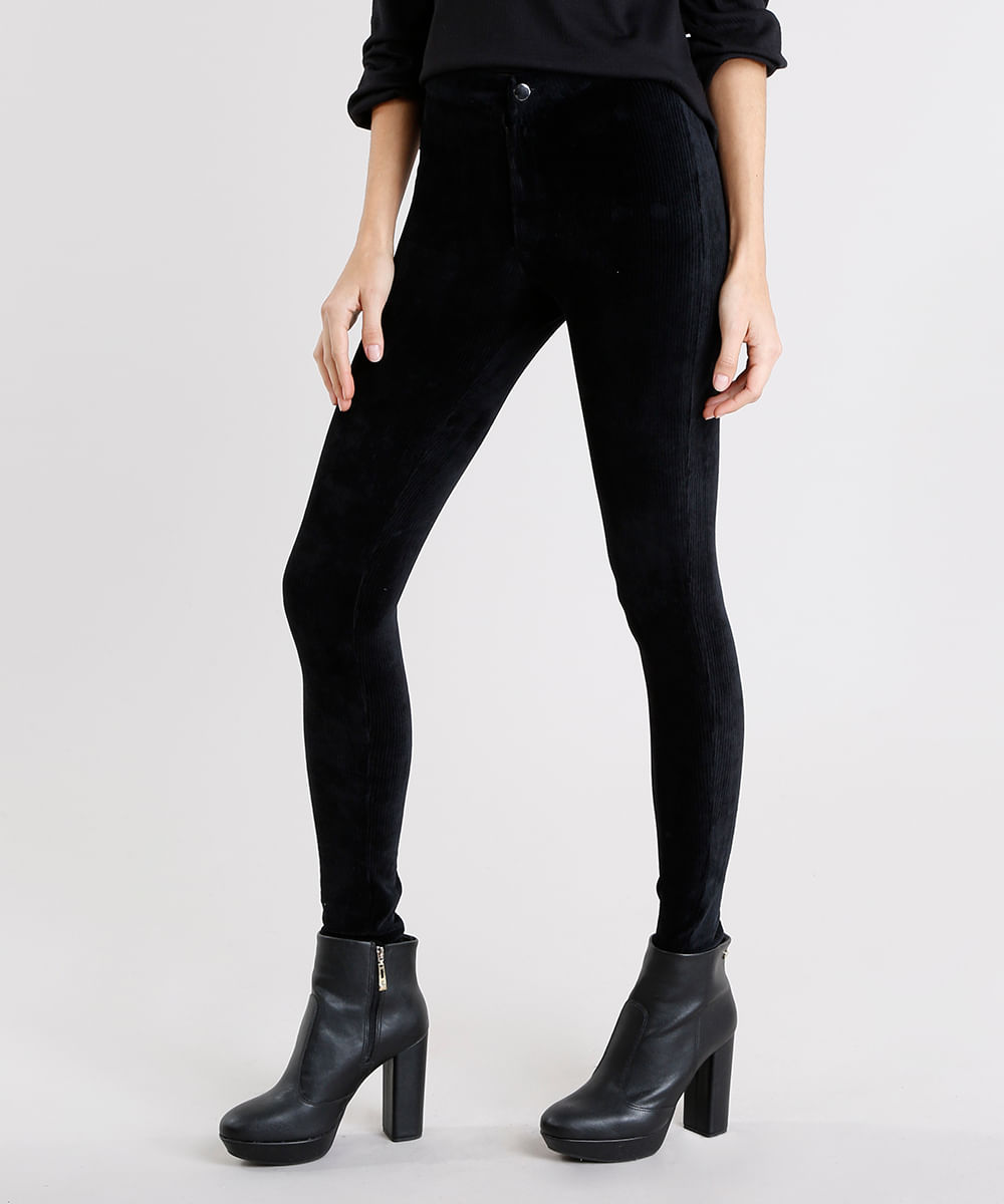 calça legging de veludo cotelê