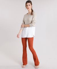 Sueter-Feminino-com-Sobreposicao-de-Camisa-em-Trico-Manga-Longa-Decote-Redondo-Kaki-8926740-Kaki_3