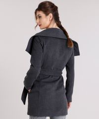 Casaco-Feminino-Longo-Gola-Ampla-em-Feltro-com-Faixa-de-Amarracao-Cinza-Mescla-Escuro-8866024-Cinza_Mescla_Escuro_2
