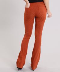 Calca-Feminina-Flare-em-Jacquard-com-Bolsos-Laranja-Escuro-8892757-Laranja_Escuro_2