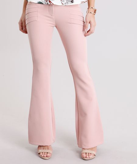 Calca-Feminina-Flare-com-Pregas-Laterais-Rose-8892754-Rose_1
