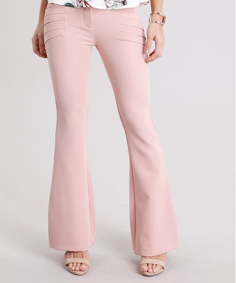 Calca-Feminina-Flare-com-Pregas-Laterais-Rose-8892754-Rose_1