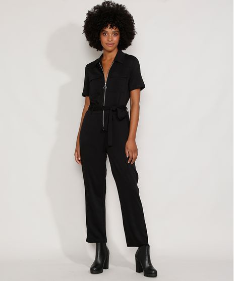 Macacao-Feminino-com-Ziper-de-Argola-e-Faixa-para-Amarrar-Manga-Curta-Preto-9974355-Preto_1