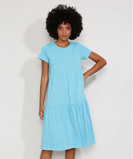Vestido-Feminino-Midi-com-Recortes-Manga-Curta-Azul-Claro-9982296-Azul_Claro_1