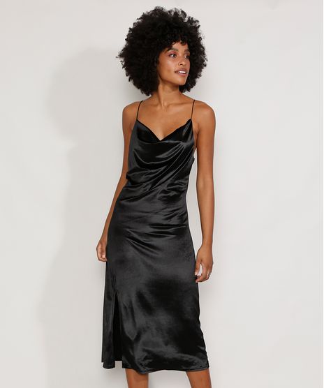 Vestido-de-Veludo-Feminino-Slip-Dress-Midi-com-Fenda-Alca-Fina-Preto-9987760-Preto_1