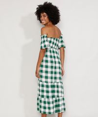 Vestido-Feminino-Midi-Ombro-a-Ombro-Estampado-Xadrez-Vichy-com-Lastex-e-Recortes-Manga-Curta-Verde-9986319-Verde_2