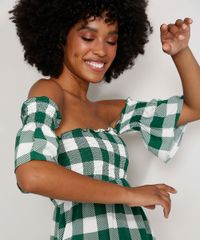 Vestido-Feminino-Midi-Ombro-a-Ombro-Estampado-Xadrez-Vichy-com-Lastex-e-Recortes-Manga-Curta-Verde-9986319-Verde_6