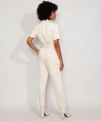 Macacao-Feminino-com-Ziper-de-Argola-e-Faixa-para-Amarrar-Manga-Curta-Bege-9974355-Bege_2
