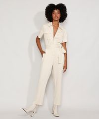 Macacao-Feminino-com-Ziper-de-Argola-e-Faixa-para-Amarrar-Manga-Curta-Bege-9974355-Bege_3