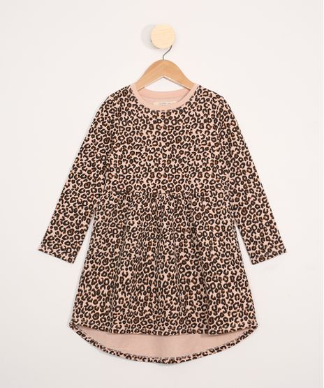 Vestido-de-Moletom-Infantil-Manga-Longa-Estampado-Animal-Print-de-Onca-Rosa-9806449-Rosa_1