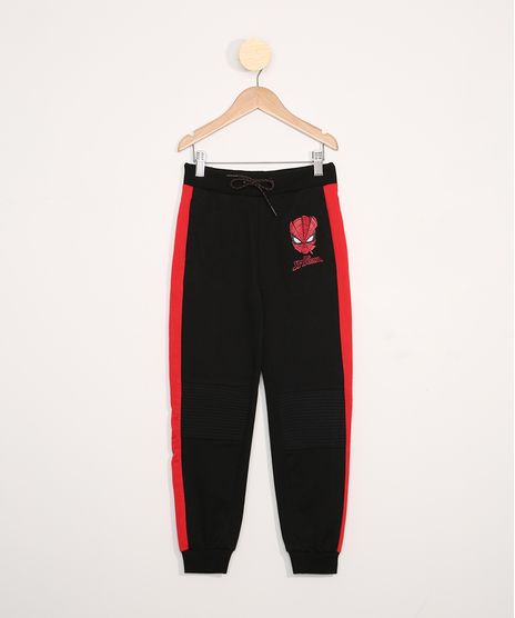 Calca-de-Moletom-Infantil-Homem-Aranha-com-Faixa-Lateral-Preta-9948493-Preto_1
