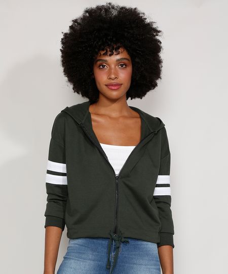 Blusa-de-Moletom-Feminina-com-Capuz-e-Listras-nas-Mangas-Verde-Militar-9976048-Verde_Militar_1