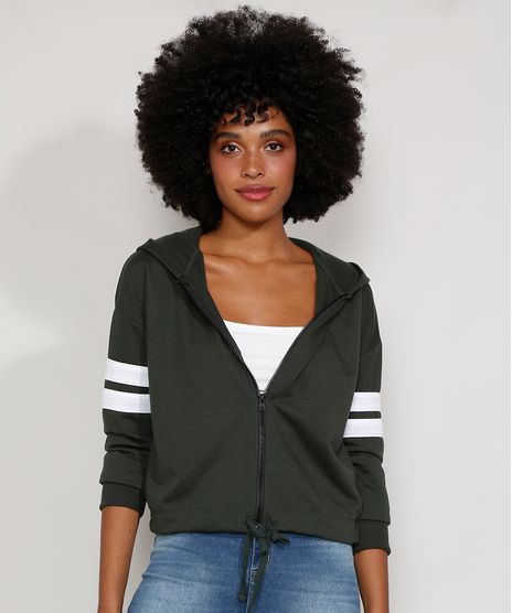 Blusa-de-Moletom-Feminina-com-Capuz-e-Listras-nas-Mangas-Verde-Militar-9976048-Verde_Militar_1