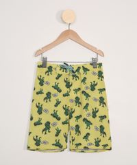 Bermuda-Surf-Infantil-Estampada-de-Dinossauros-com-Cordao-Amarela-9973425-Amarelo_1