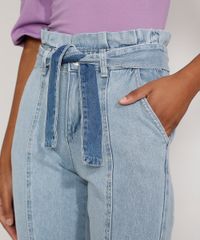 Calca-Jeans-Feminina-Jogger-Cintura-Super-Alta-com-Recortes-e-Faixa-para-Amarrar-Azul-Claro-9985957-Azul_Claro_4 Calca-Jeans-Feminina-Jogger-Cintura-Super-Alta-com-Recortes-e-Faixa-para-Amarrar-Azul-Claro-9985957-Azul_Claro_4