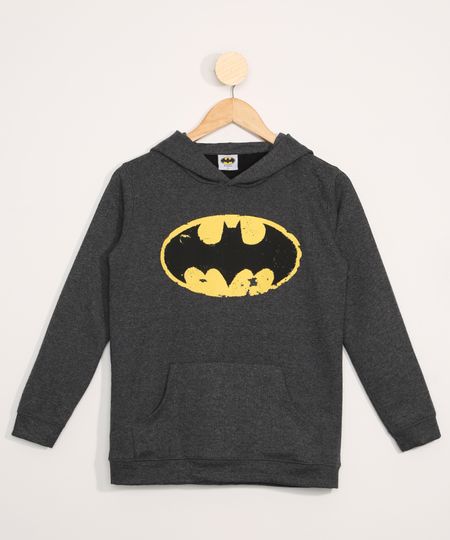 Blusa-de-Moletom-Juvenil-Batman-com-Bolso-Canguru-Cinza-Mescla-Escuro-9942975-Cinza_Mescla_Escuro_1