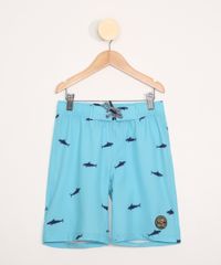 Bermuda-Surf-Infantil-Estampada-de-Tubaroes-com-Cordao-Azul-Claro-9973423-Azul_Claro_1