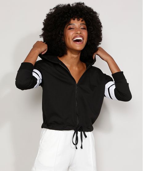 Blusa-de-Moletom-Feminina-com-Capuz-e-Listras-nas-Mangas-Preta-9976048-Preto_1
