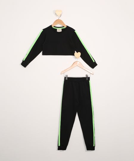 Conjunto-de-Moletom-Infantil-de-Blusa-Manga-Longa-Cropped-Preta---Calca-Jogger-Preto-9979465-Preto_1