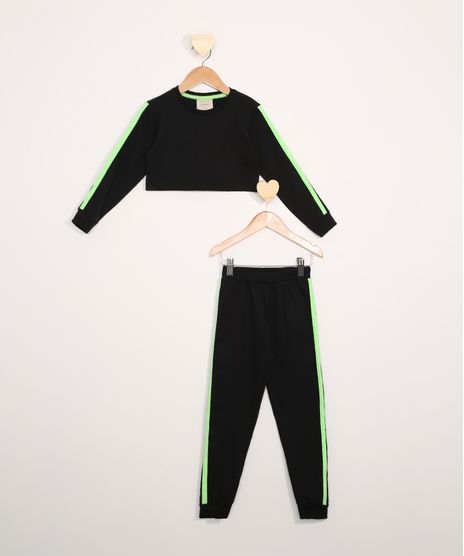 Conjunto-de-Moletom-Infantil-de-Blusa-Manga-Longa-Cropped-Preta---Calca-Jogger-Preto-9979465-Preto_1