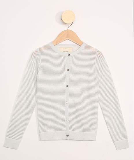 Cardigan-de-Trico-Infantil-Listrado-com-Lurex-Off-White-9797512-Off_White_1