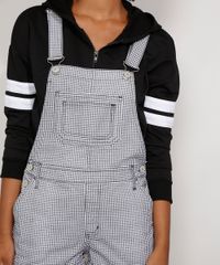 Jardineira-de-Sarja-Feminina-Relaxed-Estampada-Xadrez-Vichy-com-Bolsos-Preta-9980403-Preto_4