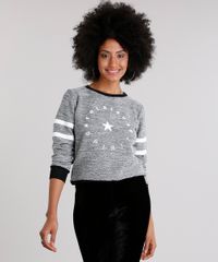 Blusao-Feminino-em-Moletom-com-Listras-Decote-Redondo-Cinza-Mescla-9130598-Cinza_Mescla_1